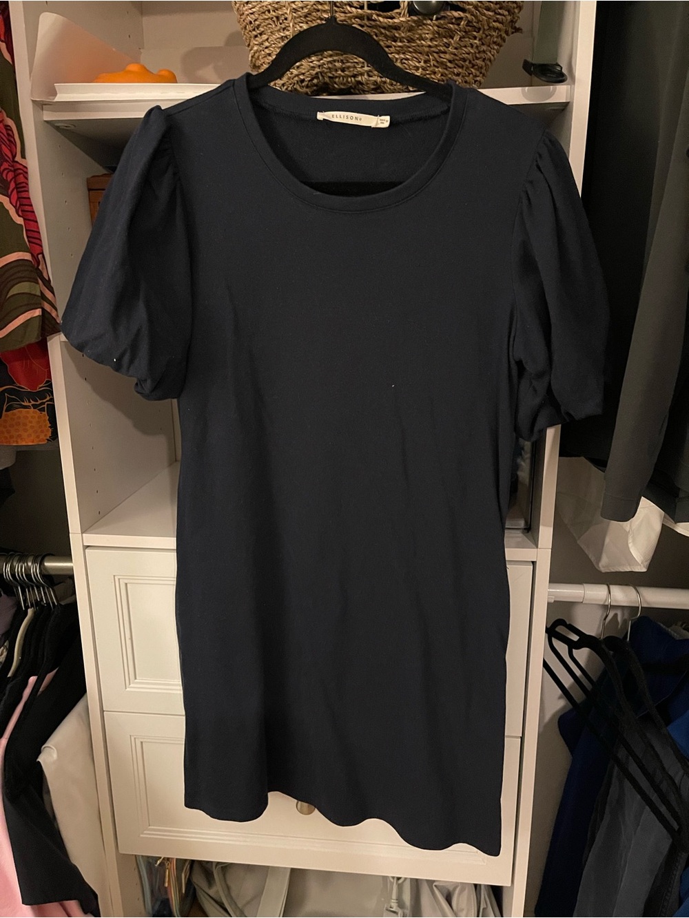 Ellison Navy Puff-Sleeve T-Shirt Dress